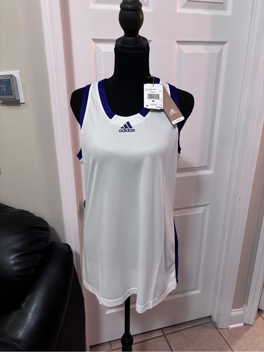 adidas White Tank Top with Purple Accents